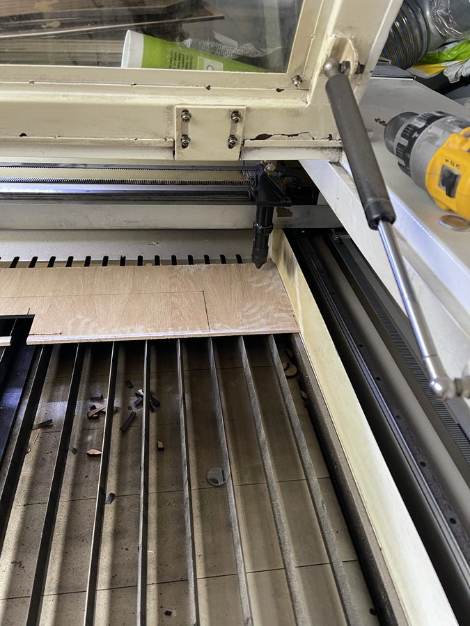 A sheet loaded onto the vacuum bed