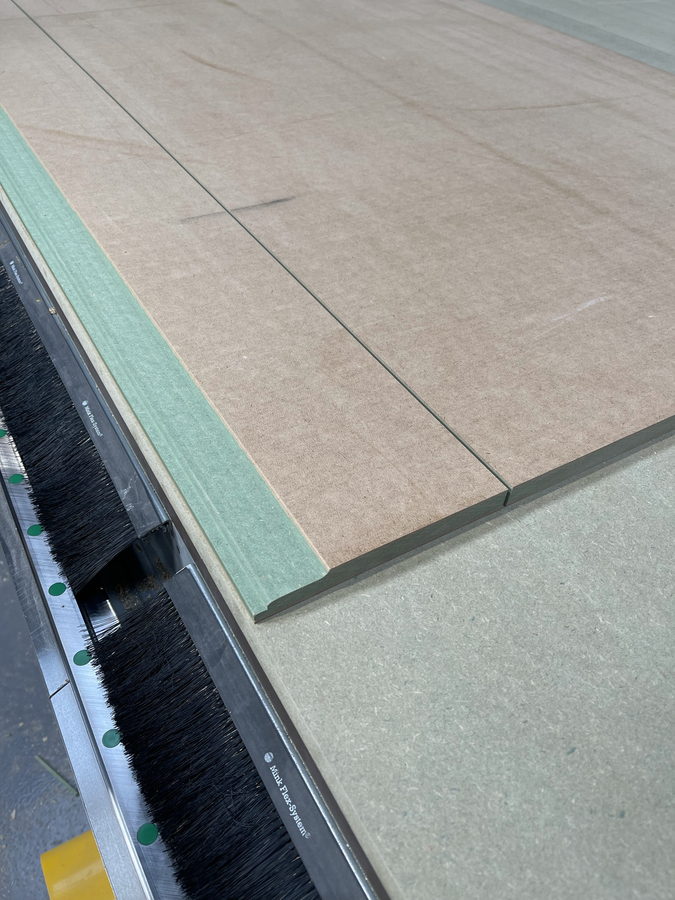 The cut line in a panel, straight off the machine