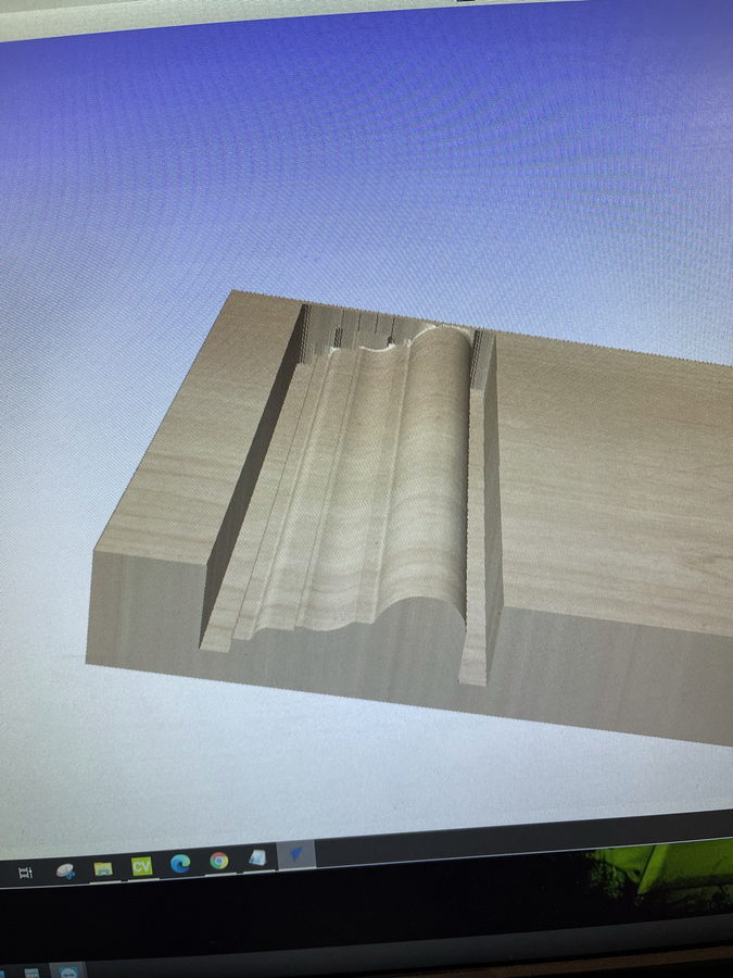 A moulding profile modelled in 3D before the cutter is ground