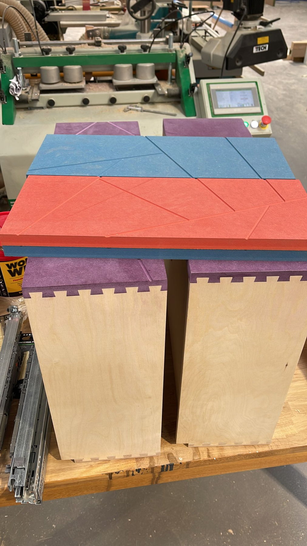 A finger-jointed plywood box cut on the CNC