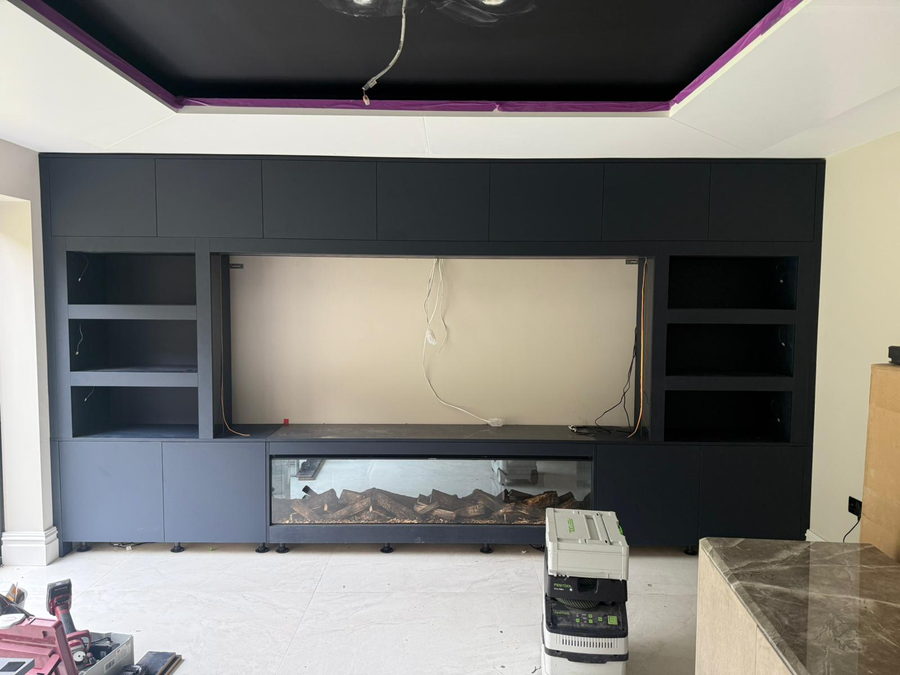 The opening framed and wired, waiting for the joinery