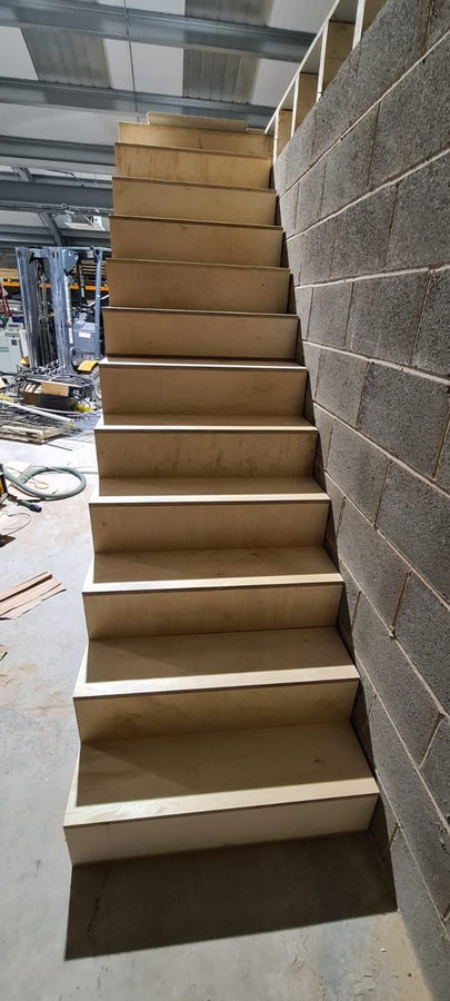 Building our own staircase up to the mezzanine