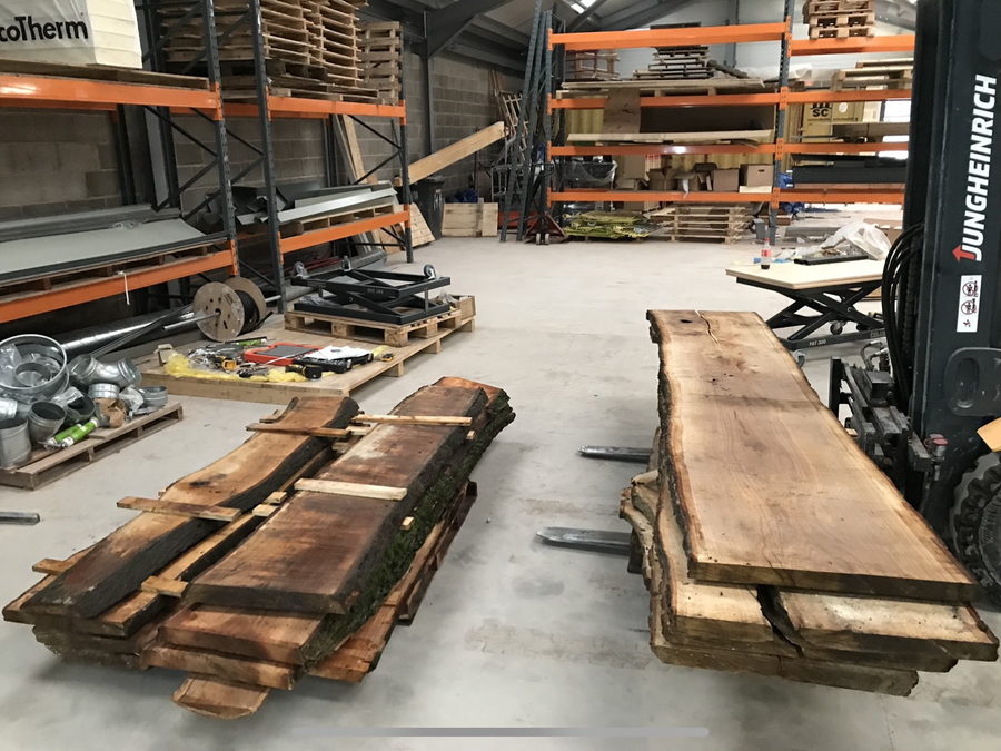 Green slabs delivered to the workshop for curing